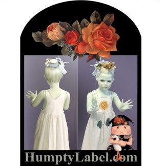 girl mannequin wearing sunflower dress on humpty label pattern cover