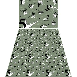 juvenile fabric swatch ducks and numbers on green background