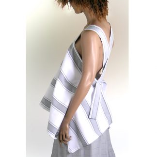 side view of easy summer embr apron top