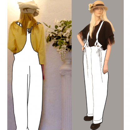 "wader" overalls with suspenders pattern PRINTED RIGHT ON FABRIC - Image 3