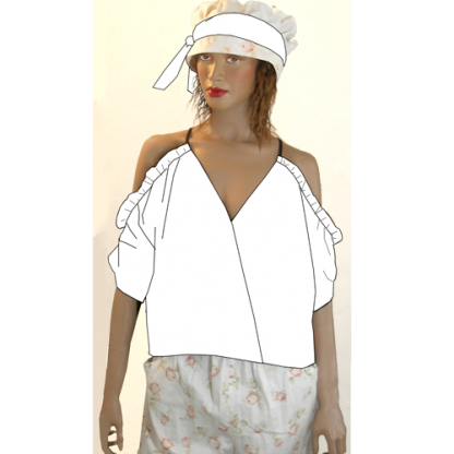 Cold Shoulder string tie top pattern PRINTED RIGHT ON FABRIC - Image 5