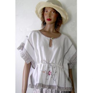 Boho ruffle top pattern PRINTED RIGHT ON FABRIC - Cross Stitch
