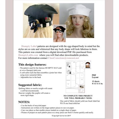 Sailor Humpty Hat PAPER PATTERN download - Image 2