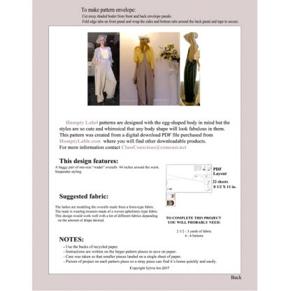 "wader" suspender overalls PAPER PATTERN download - Image 3