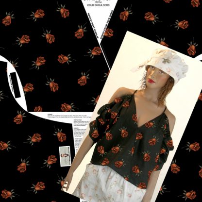 Cold Shoulder string tie top pattern PRINTED RIGHT ON FABRIC - Image 2