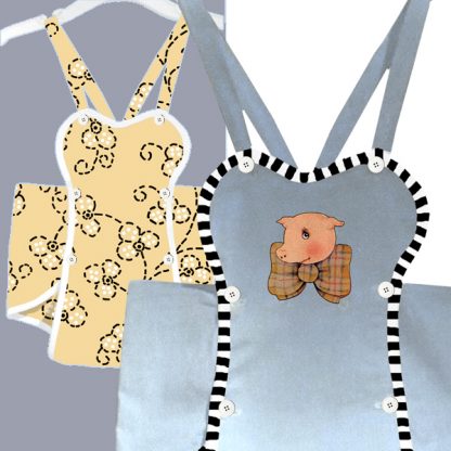 baby romper with cute pig head on bib
