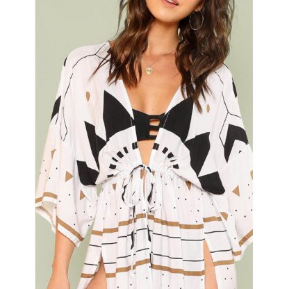 geometric BEACH COVER-UP KIMONO - Image 6
