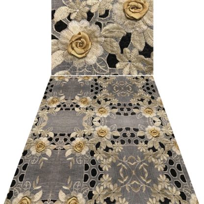 RIBBON ROSE AND NETTING TABLECLOTH FABRIC 3D LOOK