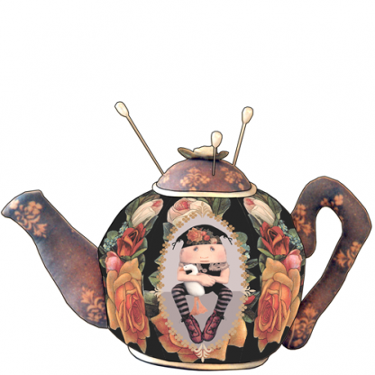TEAPOT PIN CUSHION pattern Printed Right On Fabric