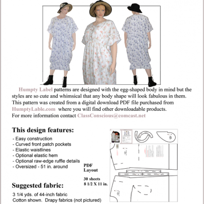 elastic hem dress paper pattern back