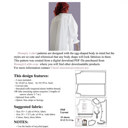 Poet Dress with Smocked Cuffs- pattern download - Image 3
