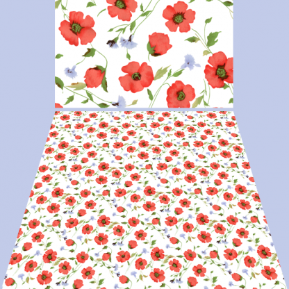 Poppies fabric red melon