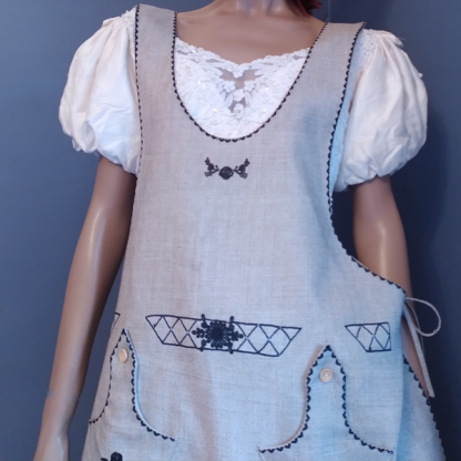 faux embroidered burlap apron plus size